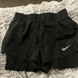 Nike shorts with biker shorts attached underneath
